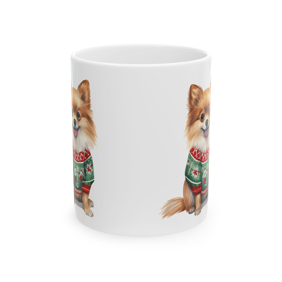 Pomeranian Dog Christmas Sweater Ceramic Mug 11oz   Item #620181