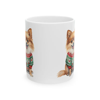Pomeranian Dog Christmas Sweater Ceramic Mug 11oz   Item #620181