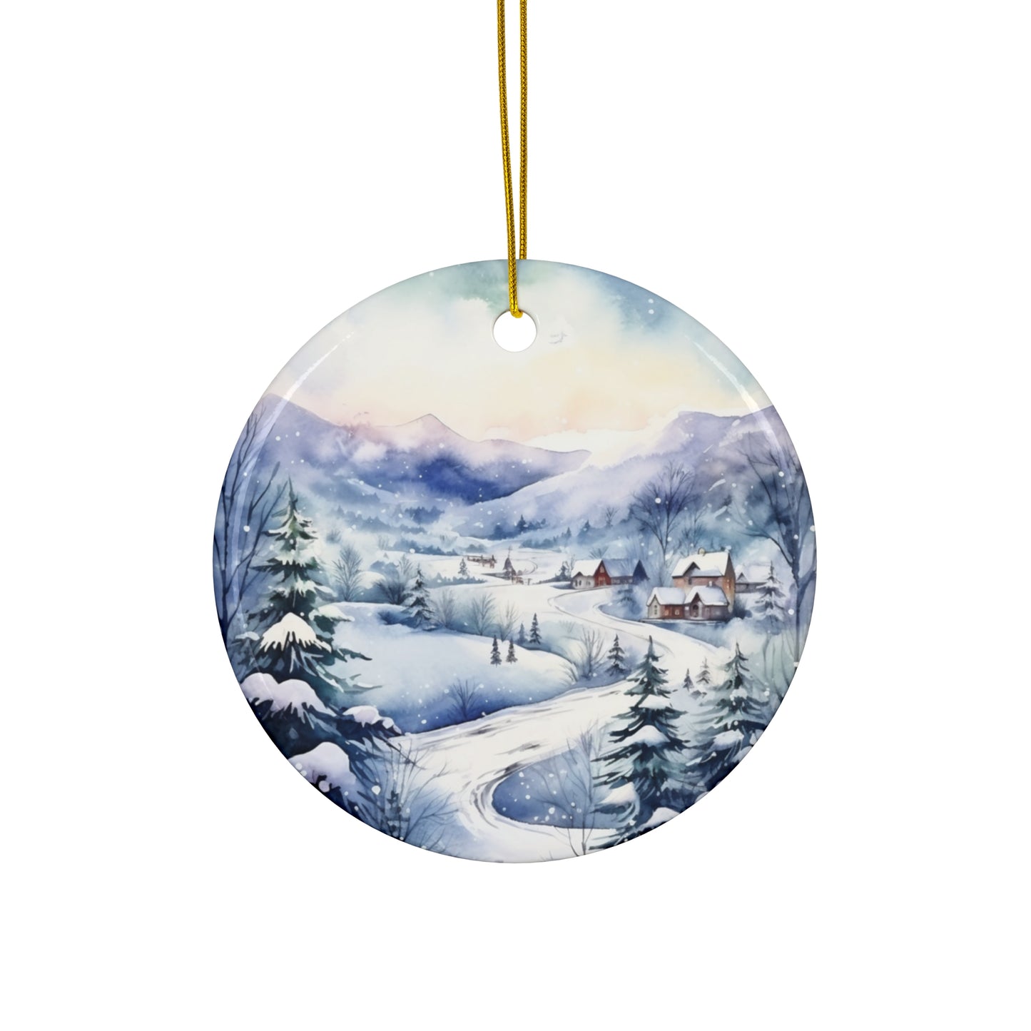 Ceramic Ornament - Christmas Scene     Item #97256