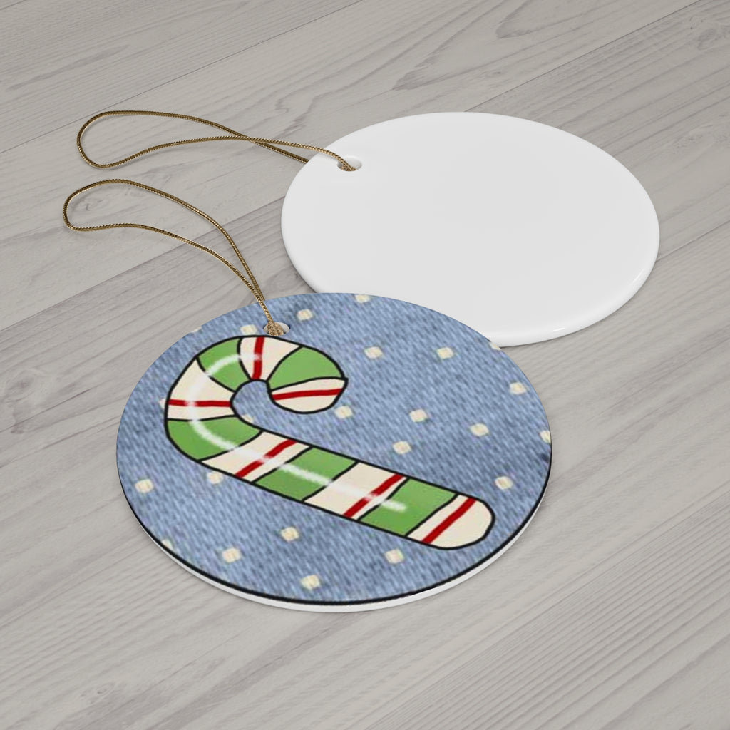 Candy Cane Ceramic Disc Ornament           Item #7470075