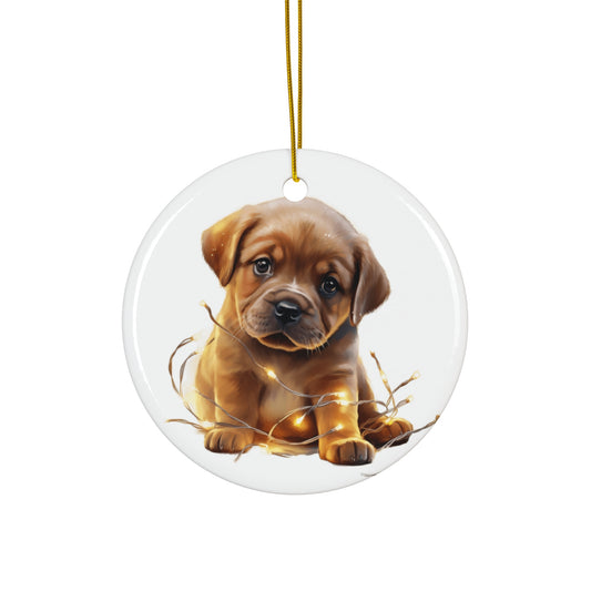 Christmas Dog Ceramic Disc Ornament             Item #640021