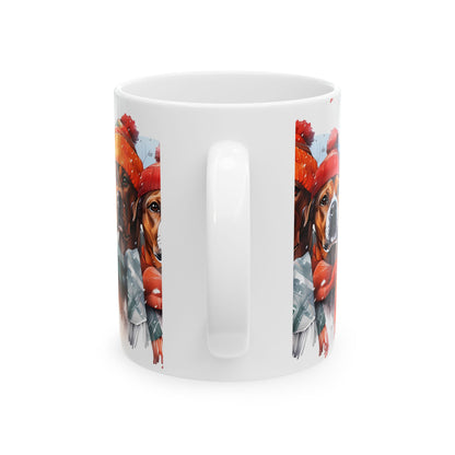 Winter Dog Mug — Two Puppies in Knit Hats & Scarves Ceramic Coffee Cup 11oz   Item #932351