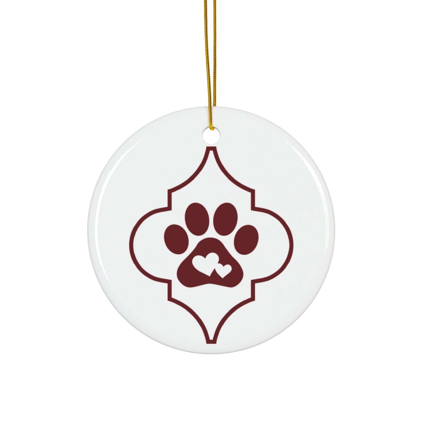 Heart Paw Ceramic Disc Ornament        Item #7457596