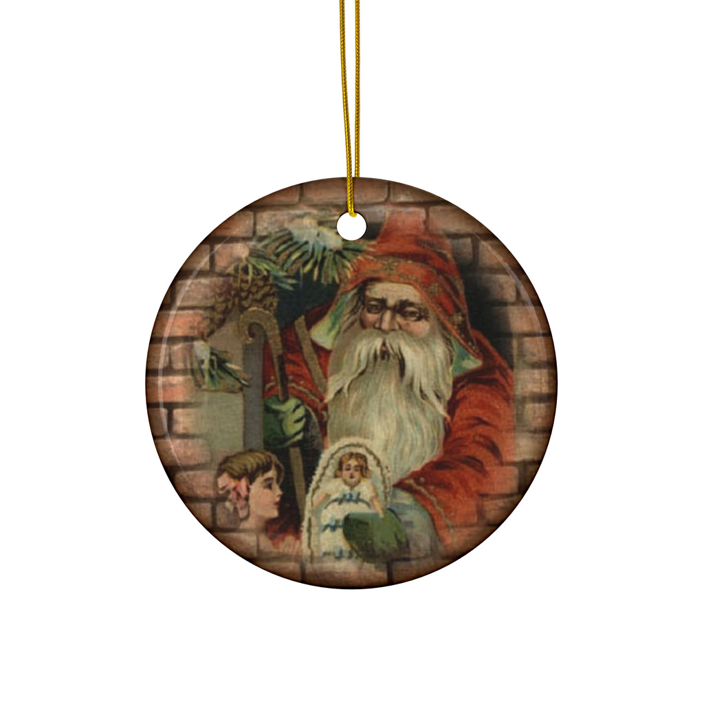 Santa Ceramic Disc Ornament        Item #812453
