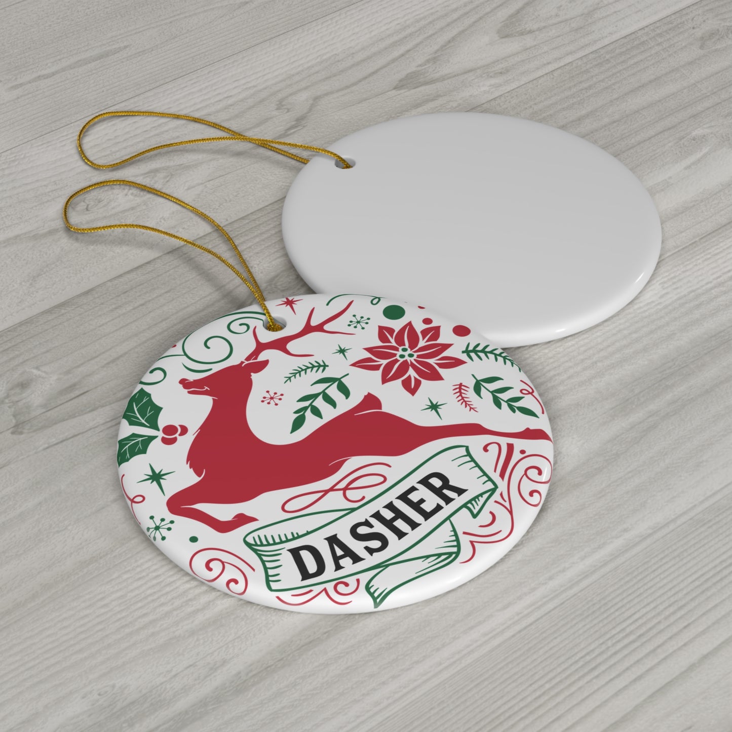 Dasher Ceramic Disc Ornament        Item #7698462