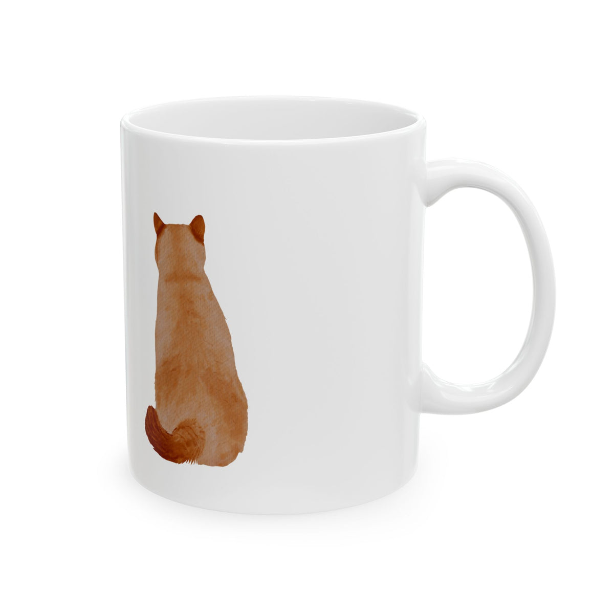 Cat Back View Ceramic Mug – Cute Minimal Orange Cat Coffee Cup 11oz  Item #806