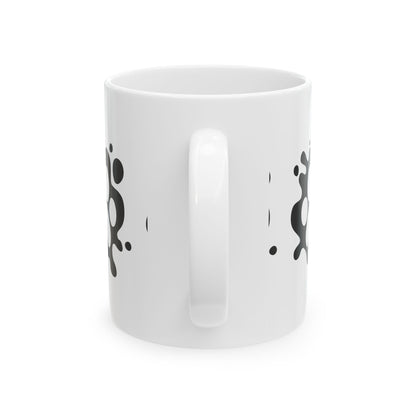 Paw Splash Ceramic Mug – Cute Black Paw Print Coffee Cup 11oz   Item #58515
