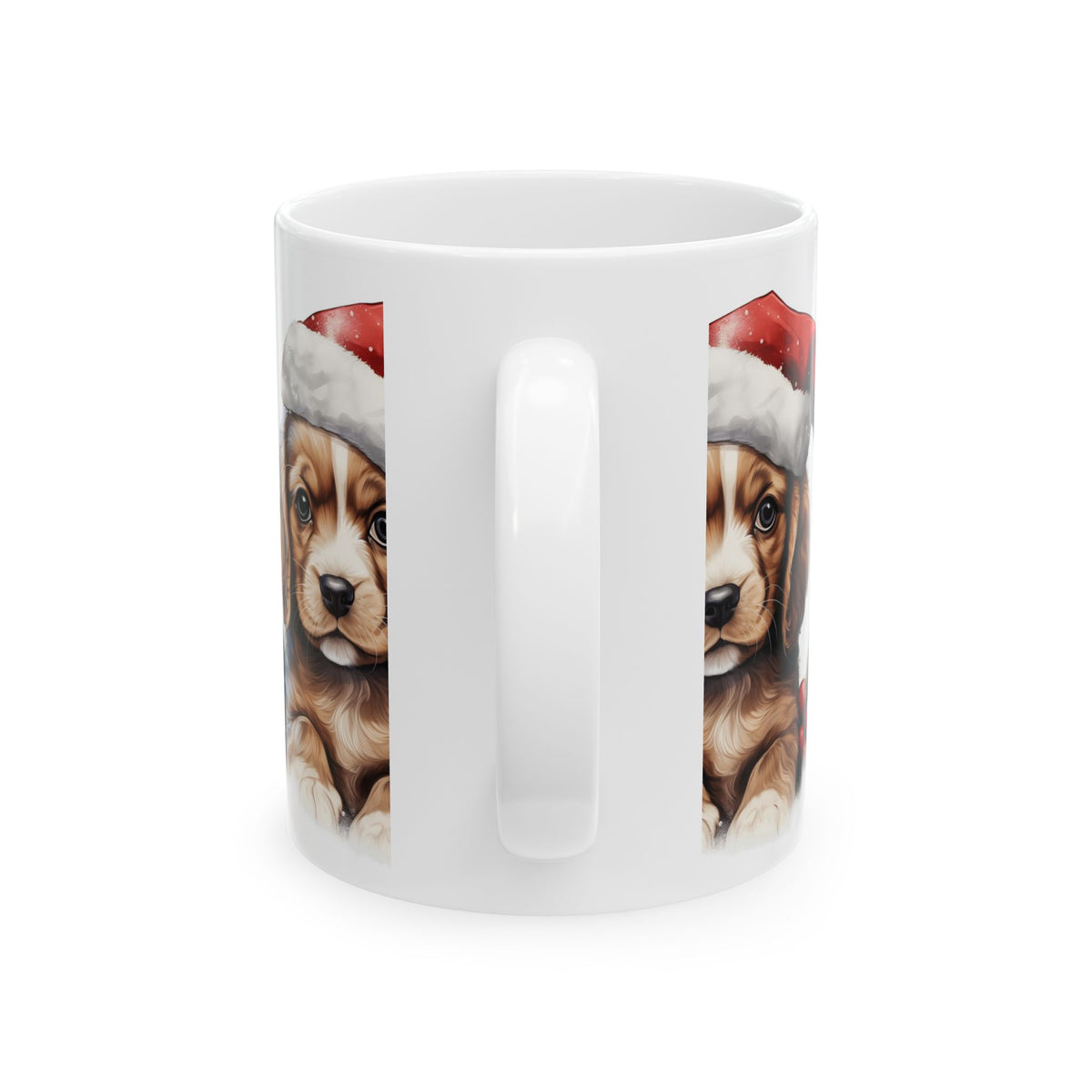 Christmas Puppy Mug — Cute Puppy in Santa Hat Ceramic Coffee Mug 11oz  Item #779956