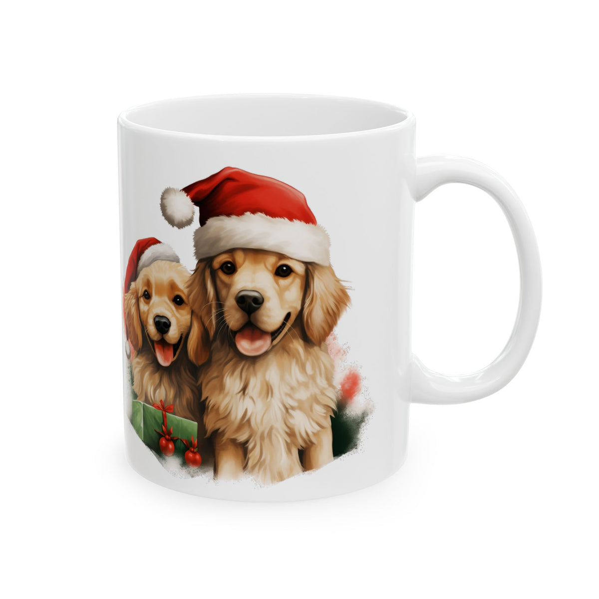 Christmas Golden Retriever With Santa Hat Ceramic Mug 11oz  Item #10647
