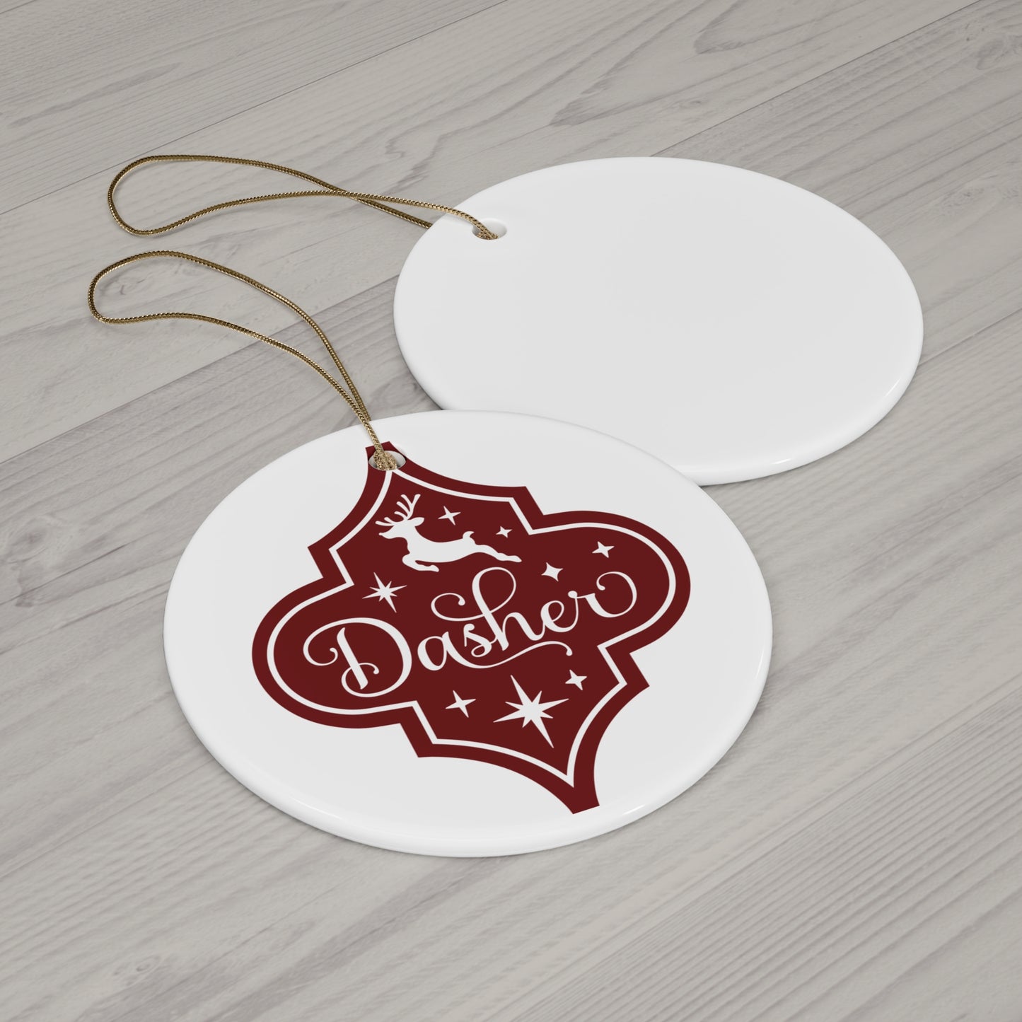 Dasher Ceramic Disc Ornament       Item #7327181