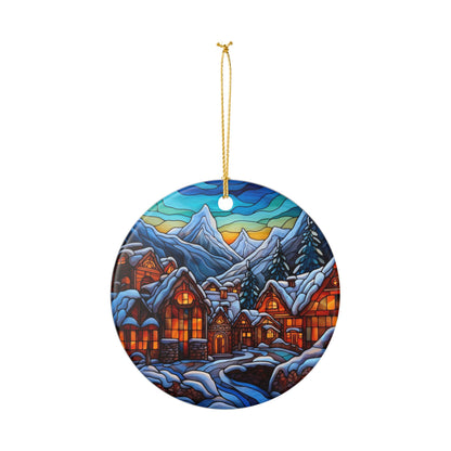 Winter Mountain Village Ceramic Ornament    Item #422194