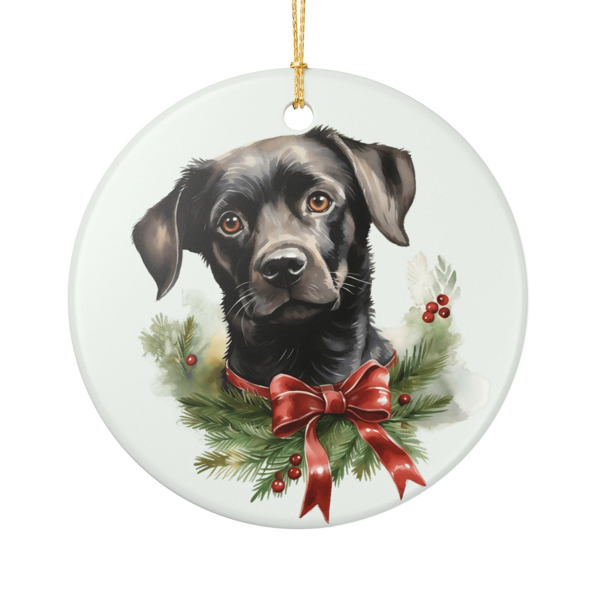 Black Labrador Christmas Ceramic Ornament     Item #222649