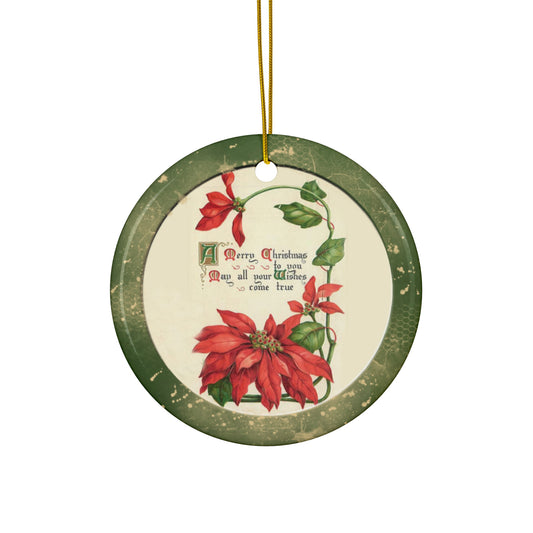 Poinsette Ceramic Disc Ornament      Item #3264877