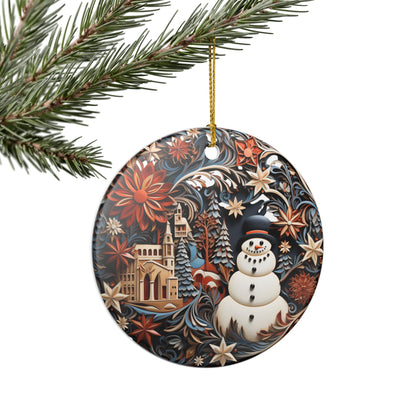 Winter Wonderland Snowman Ceramic Ornament    Item #35272