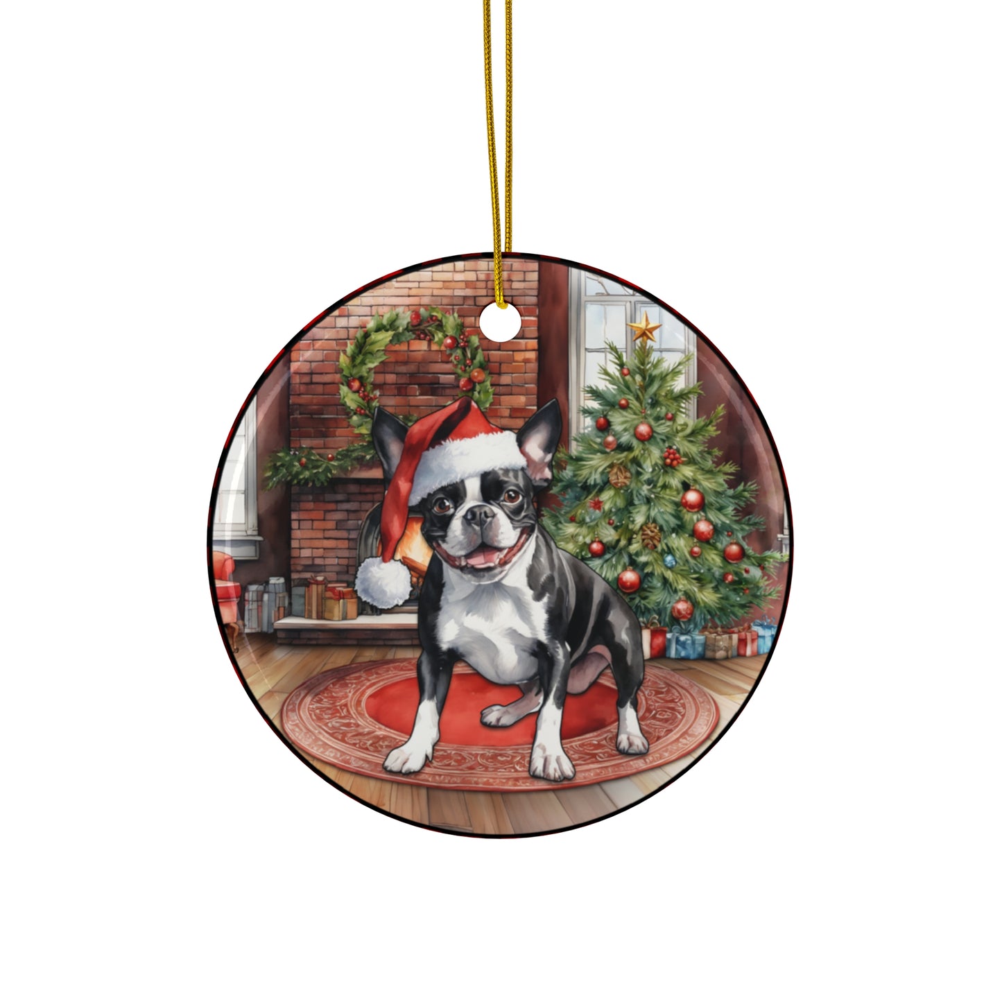 Ceramic Ornament - Boston Terrier Christmas Dog       Item #4637518