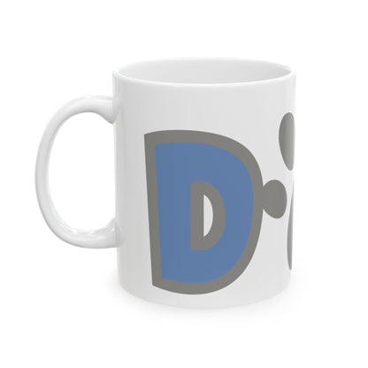 Pet Lover Dad Cat Print Ceramic Mug — Blue Accent Coffee Cup 11oz  Item #514463
