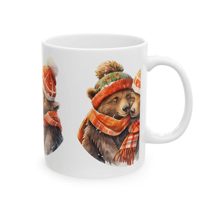 Cozy Winter Bears Ceramic Mug — Pair of Bears in Hats & Scarves 11oz   Item #694095