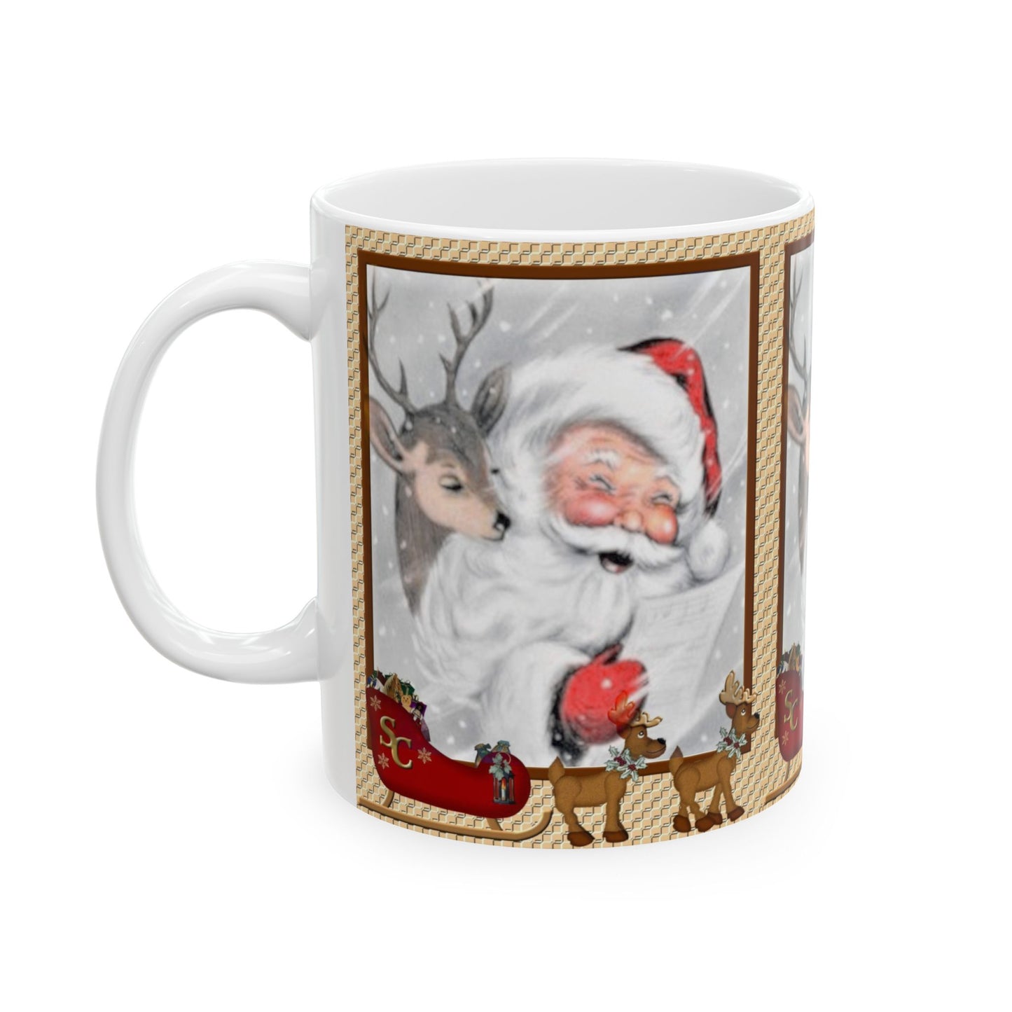 Christmas Santa & Reindeer Ceramic Mug 11oz  Item #291805