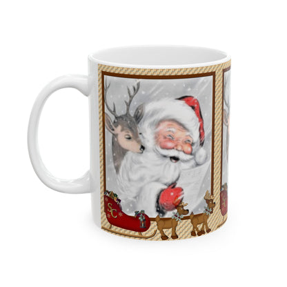 Christmas Santa & Reindeer Ceramic Mug 11oz  Item #291805