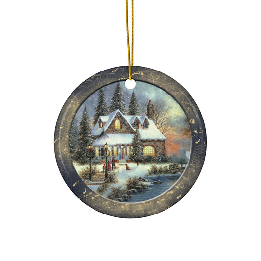 Winter Scene Ceramic Disc Ornament      Item #8664835