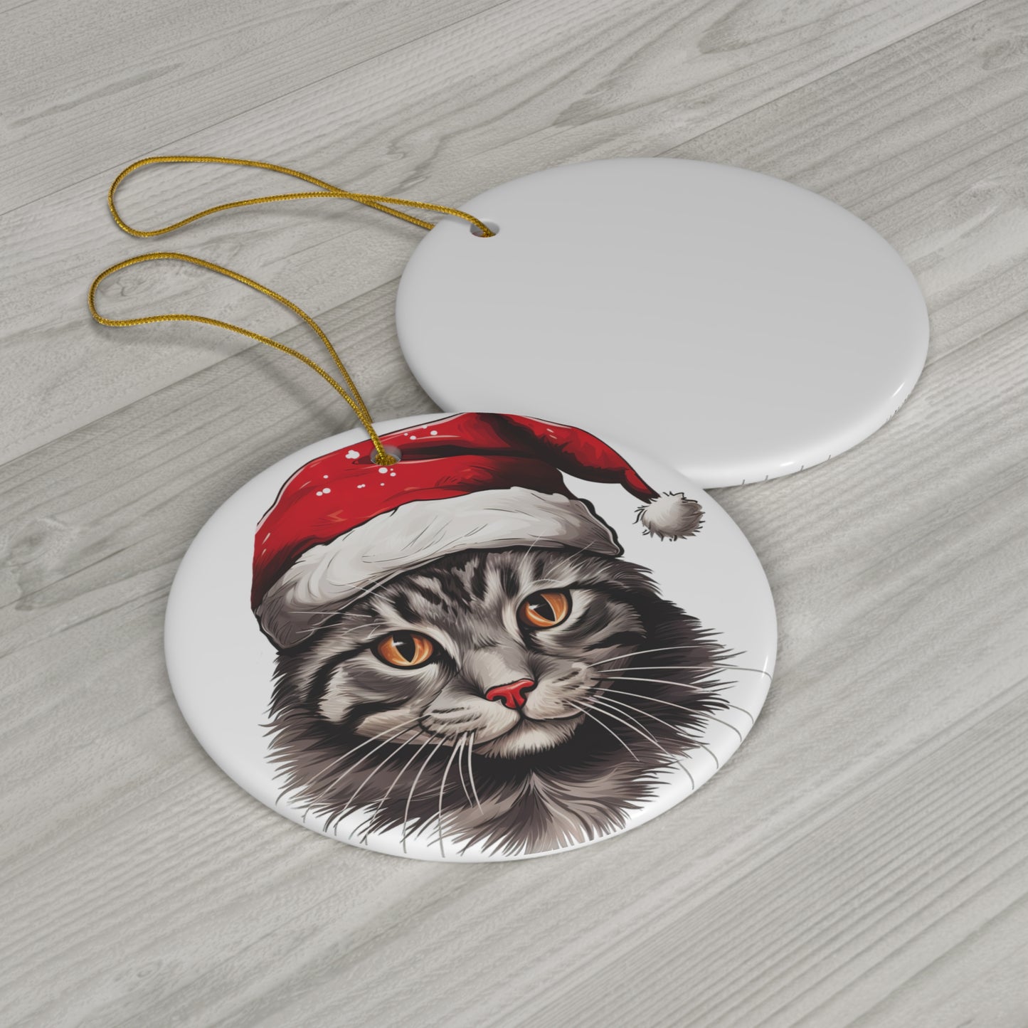 Brazilian Shorthair Cat With Santa Hat Ceramic Ornament       Item #2533695