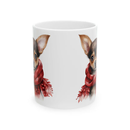 Festive Christmas Dog With Scarf Ceramic Mug 11oz   Item #214993