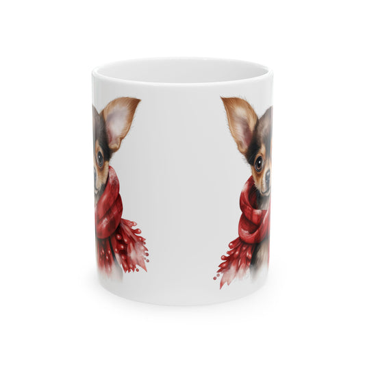 Festive Christmas Dog With Scarf Ceramic Mug 11oz   Item #214993