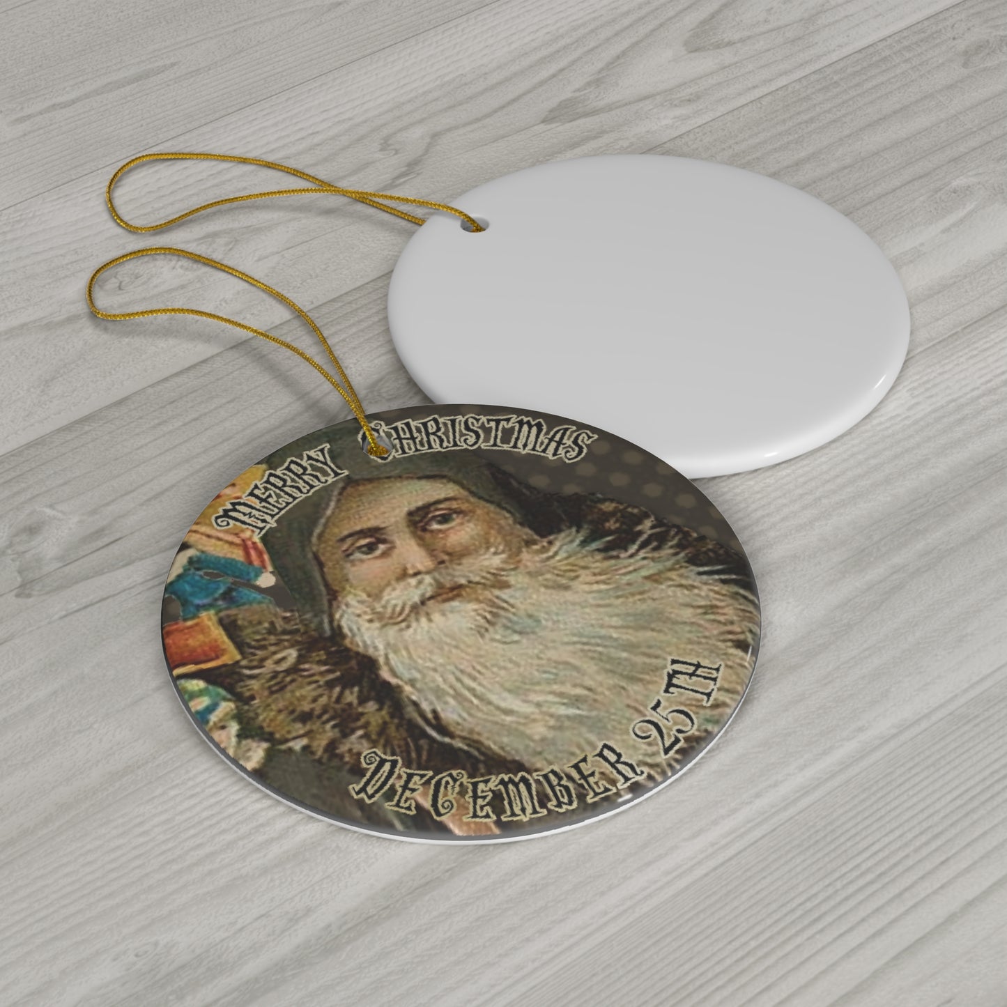 Merry Christmas Santa Ceramic Disc Ornament        Item #619508