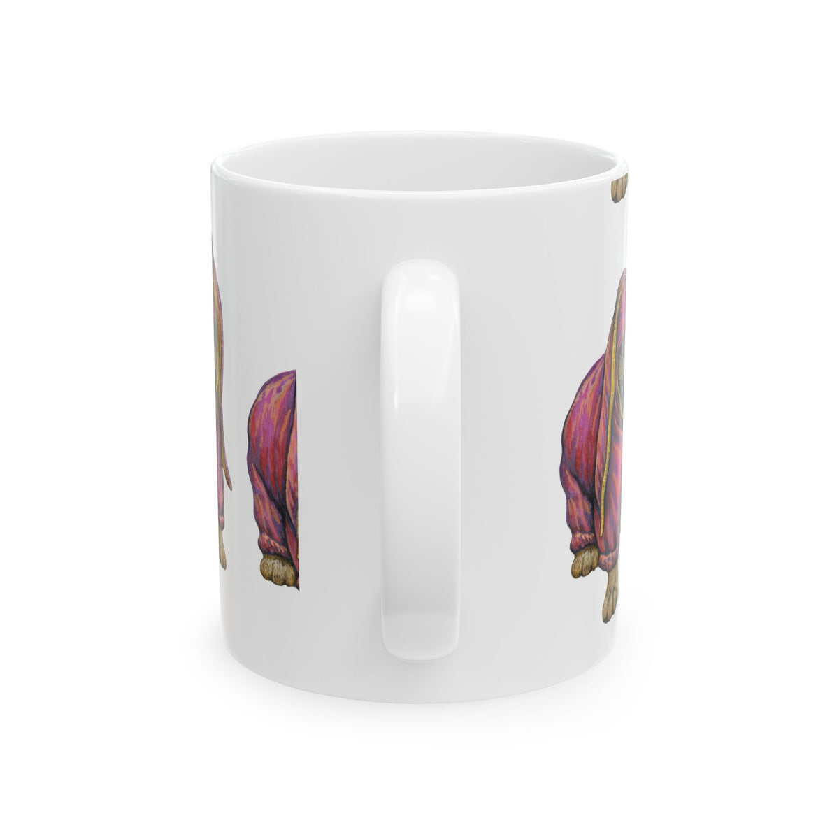 Pug in Pink Hoodie Ceramic Mug 11oz— Cute Dog Lover Coffee Cup  Item #8154