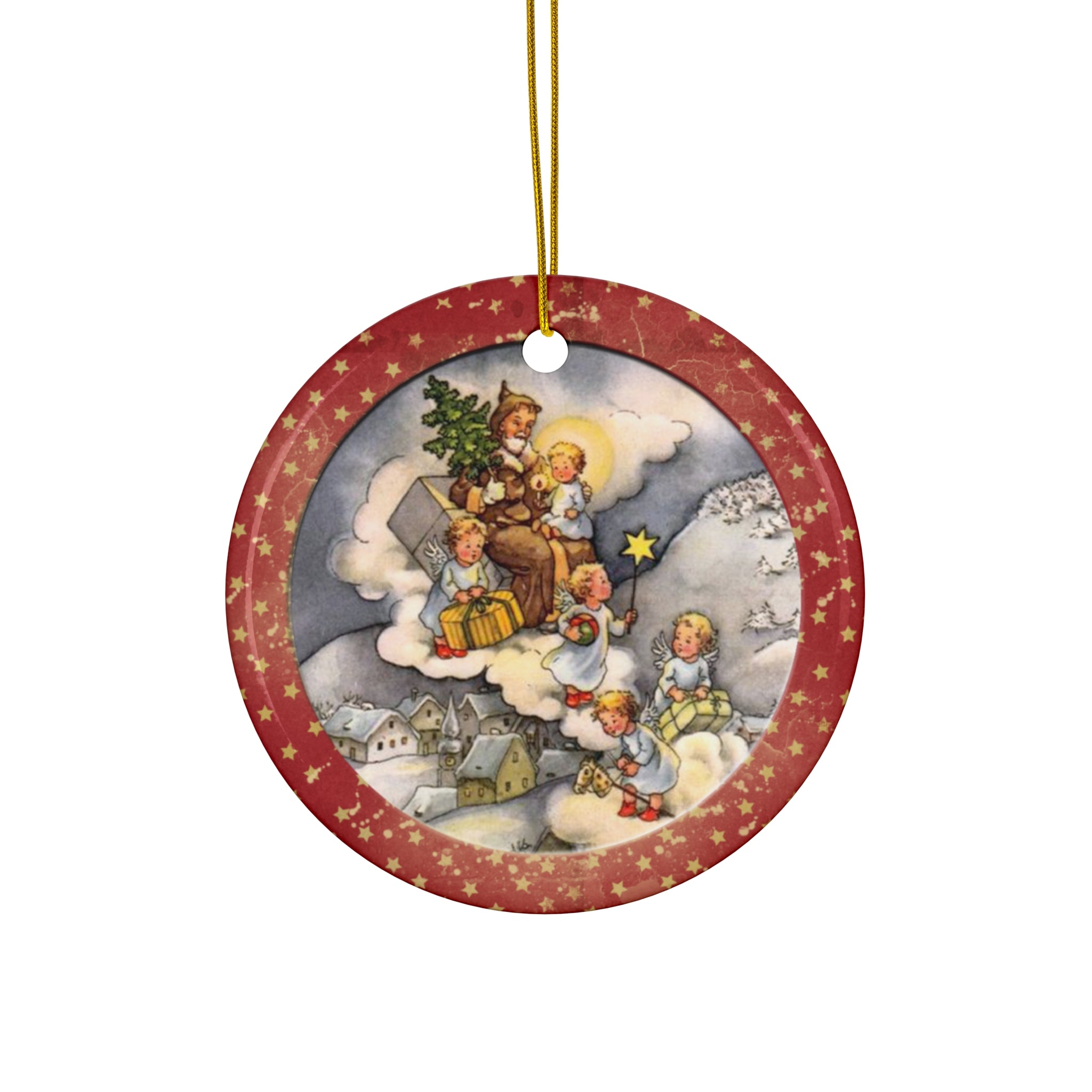 Christmas Angels Ceramic Disc Ornament      Item #6141407