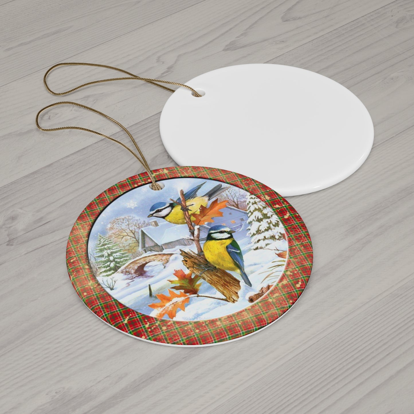 Christmas Birds Ceramic Disc Ornament       Item #7579808