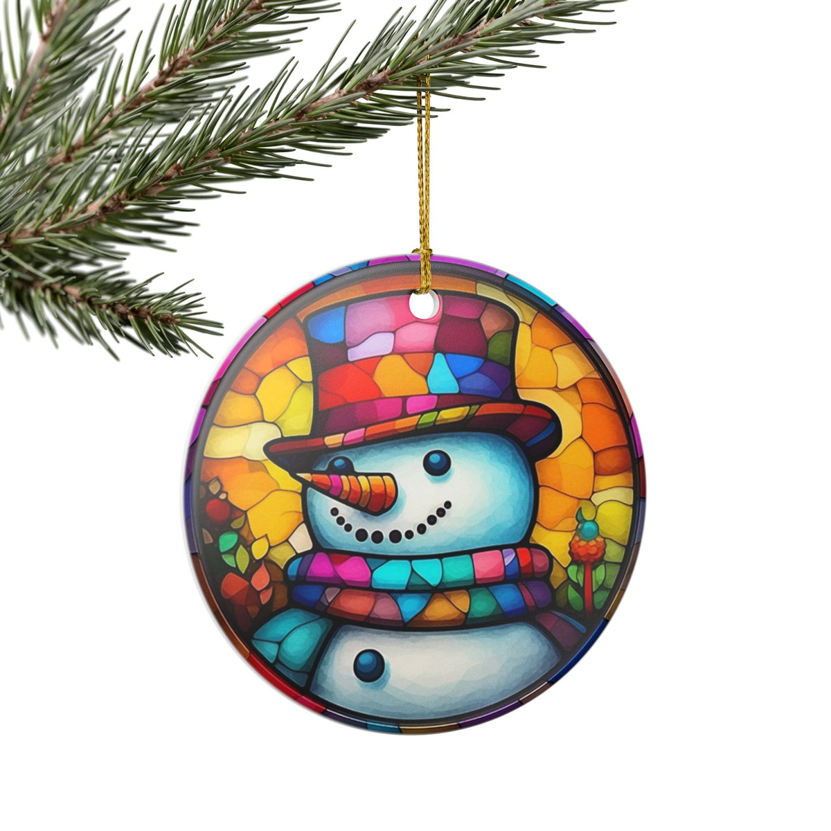 Colorful Snowman Ceramic Ornament   Item #659542