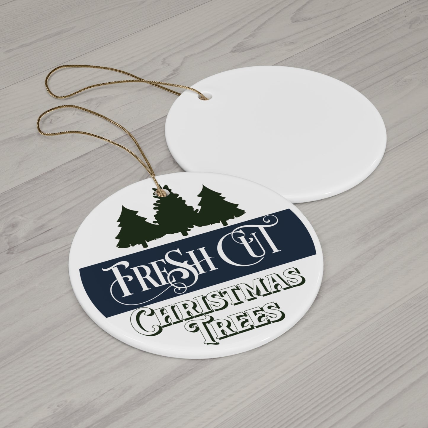 Fresh Cut Christmas Trees Ceramic Disc Ornament      Item #8799923