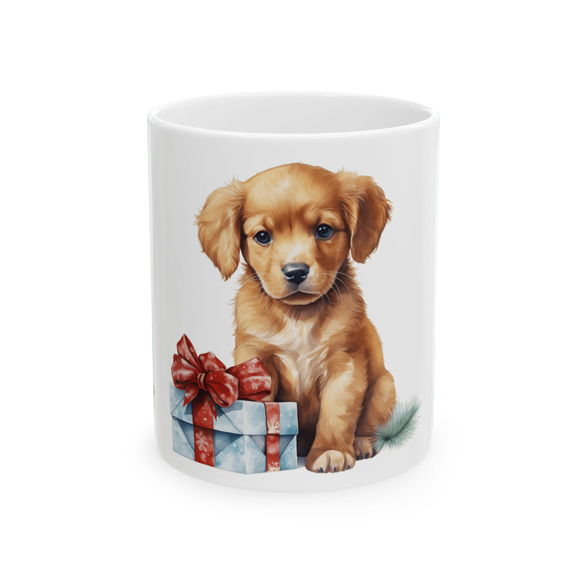 Cute Puppy with Gift Ceramic Mug 11oz  Item #447087