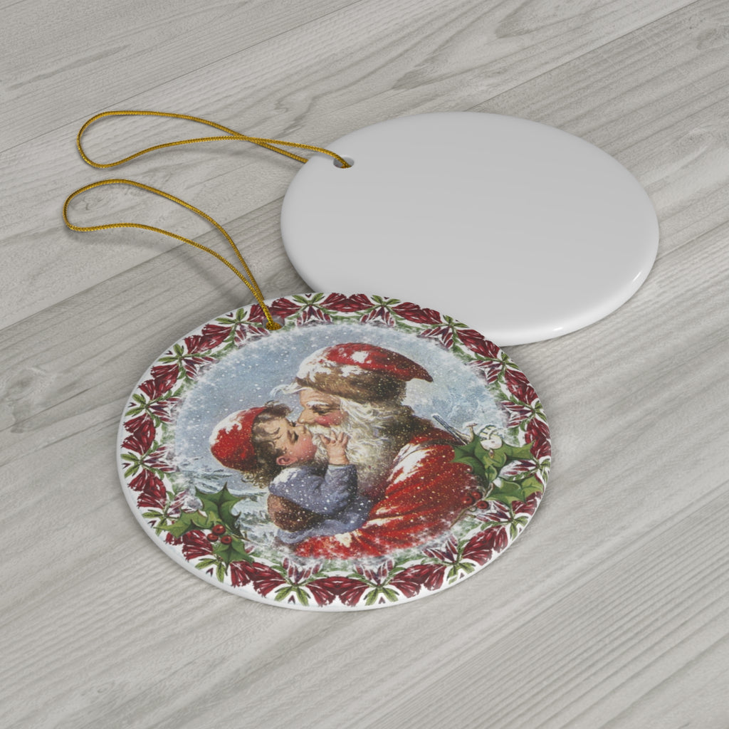 Santa Ceramic Disc Ornament            Item #5596377