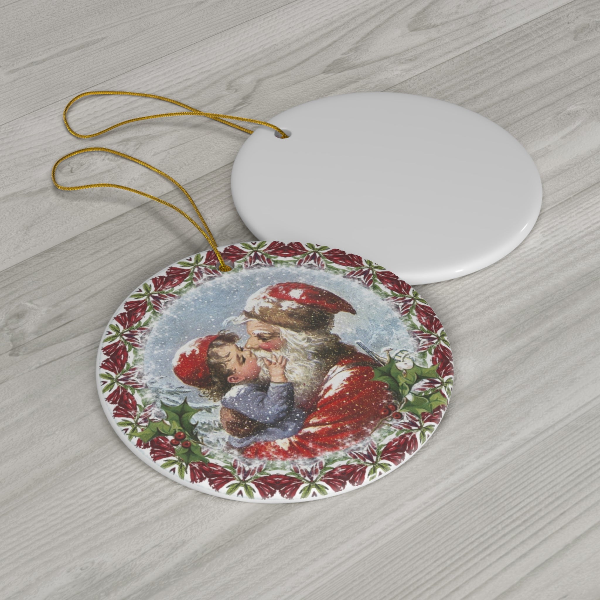 Santa Ceramic Disc Ornament            Item #5596377