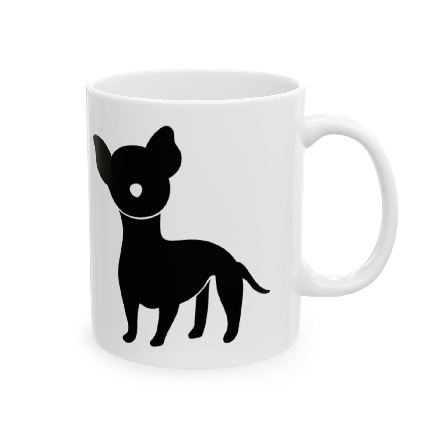 Chihuahua Silhouette Ceramic Mug – Cute Black Dog Coffee Cup 11oz   Item #679233