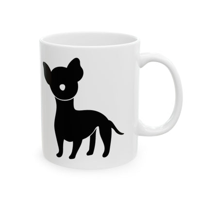 Chihuahua Silhouette Ceramic Mug – Cute Black Dog Coffee Cup 11oz   Item #679233