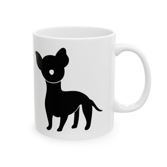 Chihuahua Silhouette Ceramic Mug – Cute Black Dog Coffee Cup 11oz   Item #679233