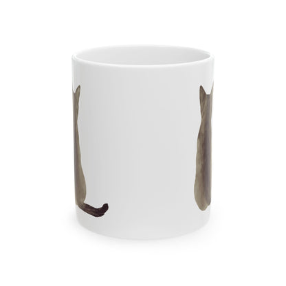 Cat Silhouette Ceramic Mug 11oz — Minimalist Cat Lover Coffee Cup   Item #522809