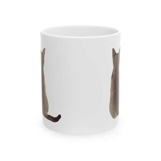 Cat Silhouette Ceramic Mug 11oz — Minimalist Cat Lover Coffee Cup   Item #522809