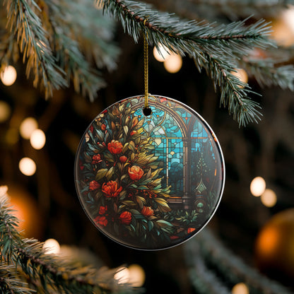 Stained Glass Floral Ceramic Ornament     Item #392626