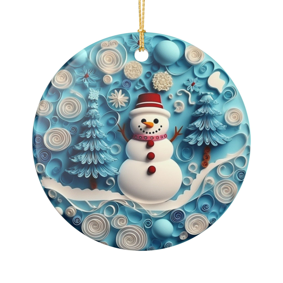 Snowman Winter Wonderland Ceramic Christmas Ornament   Item #9385