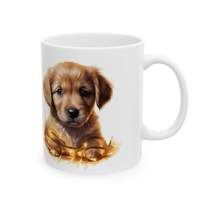 Festive Puppy In Lights Christmas Mug – Holiday Dog Lover Coffee Cup 11oz  Item #73802