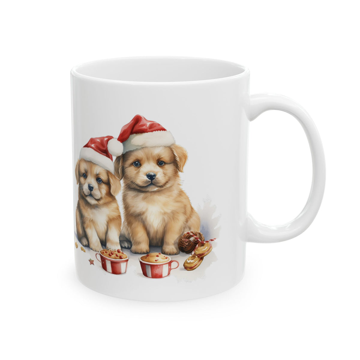 Christmas Puppies In Santa Hat Christmas Mug 11oz    Item #764977