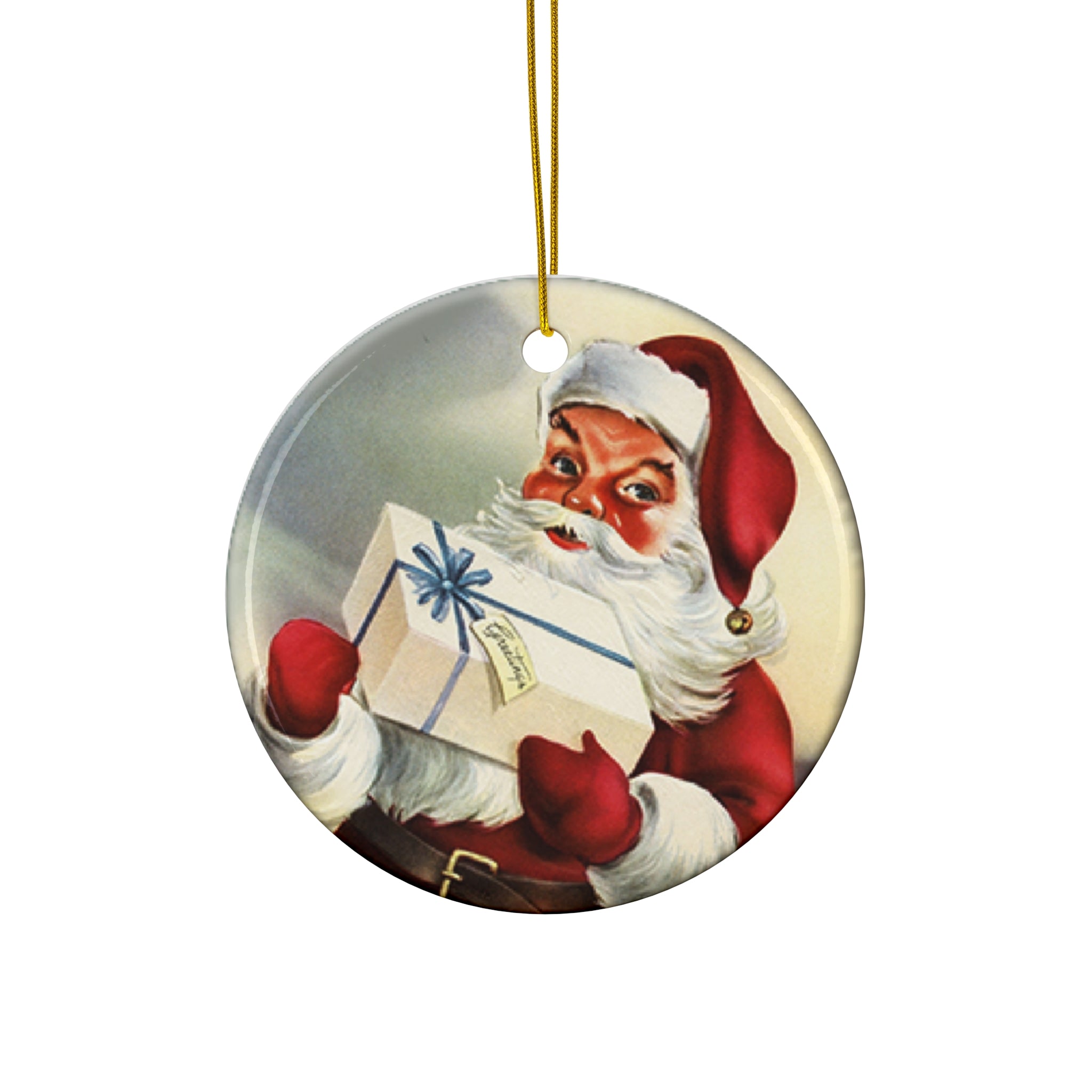 Santa Ceramic Disc Ornament    -      Item #847412