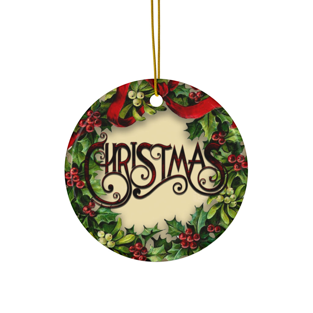 Wreath Christmas Ceramic Disc Ornament         Item #3785028 - Buckshot's Bargain Barn