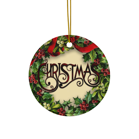 Wreath Christmas Ceramic Disc Ornament         Item #3785028