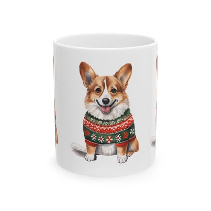 Corgi Holiday Mug – Cute Pembroke Corgi in Christmas Sweater 11oz    Item #221261