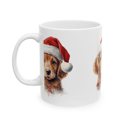 Christmas Golden Retriever Puppy Mug – Cute Santa Hat Holiday Coffee Cup 11oz  Item #941083
